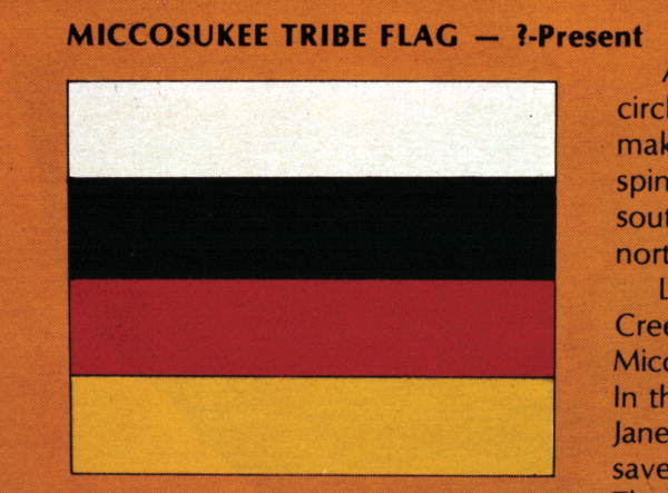 Miccosukee Tribe Flag - white, black, red, and yellow horizontal stripes